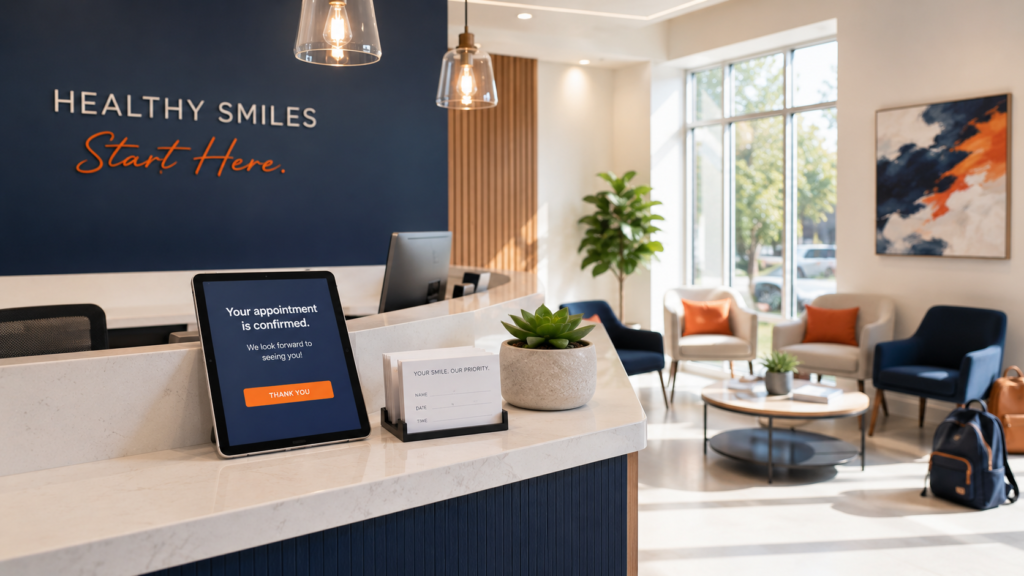 Modern dental office reception with style